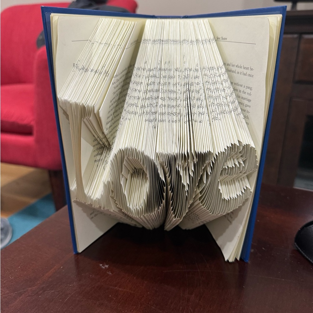 LOVE folded book home decor